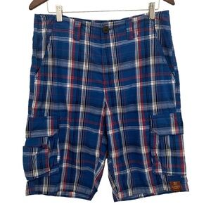 Urban Pipeline Plaid Cargo Shorts Classic Length Size 32 , 12” Inseam NWOT